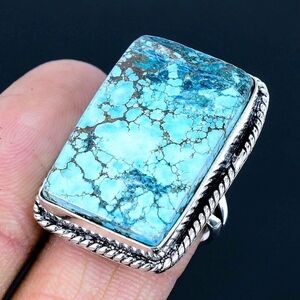 Tibetan Turquoise Gemstone 925 Sterling Silver Handmade Ring